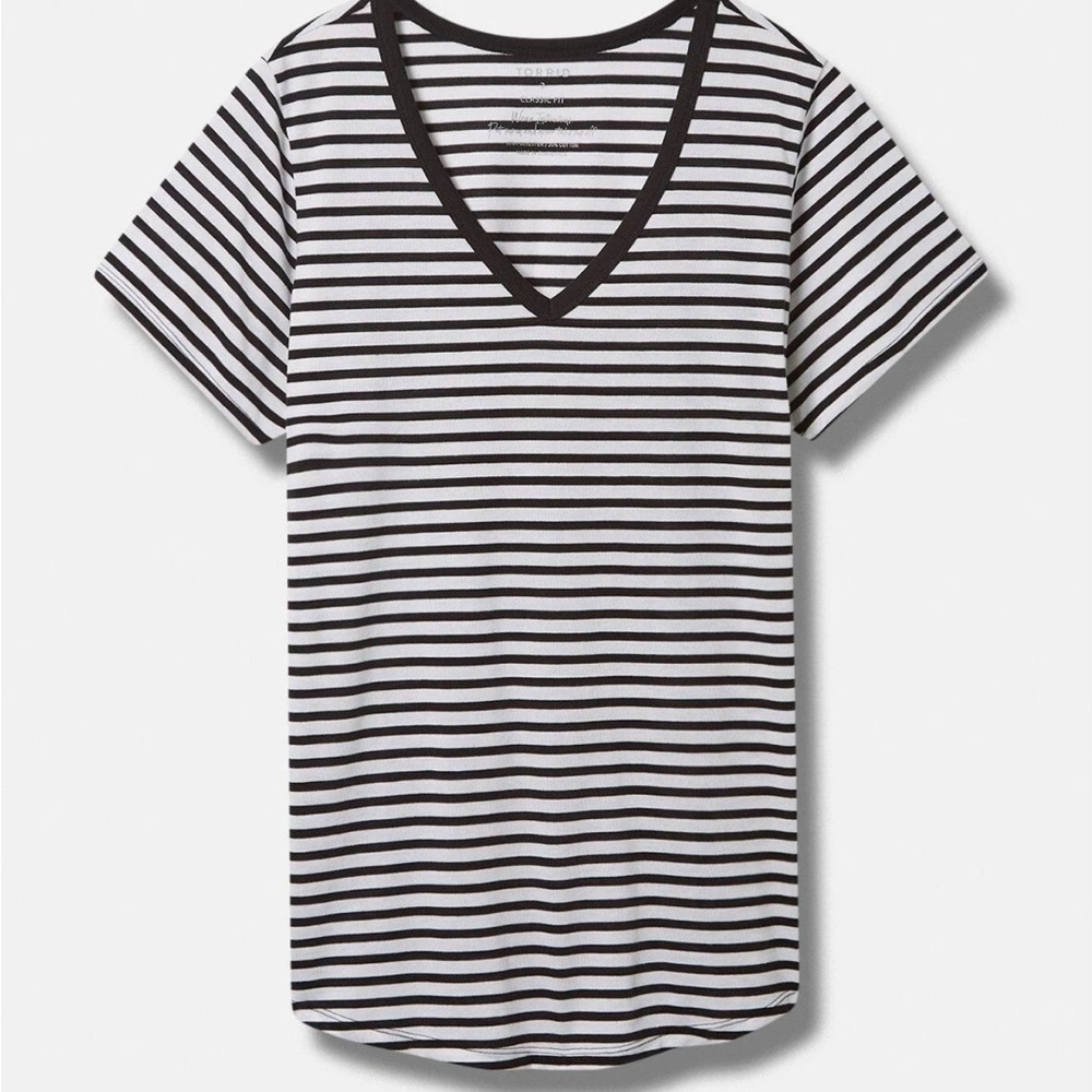 Torrid Black and White Striped Girlfriend Tee